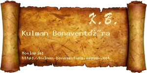 Kulman Bonaventúra névjegykártya